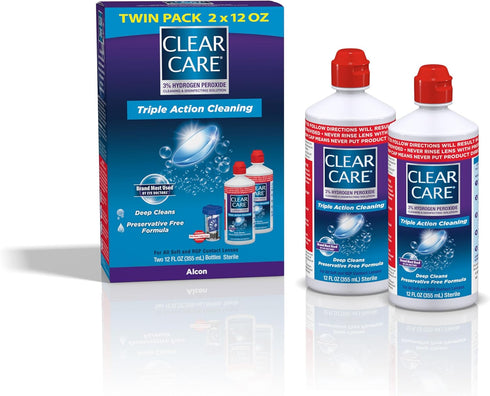 Clear Care Cleaning & Disinfecting Solution with Lens Case, Twin Pack, 12 Fl Oz