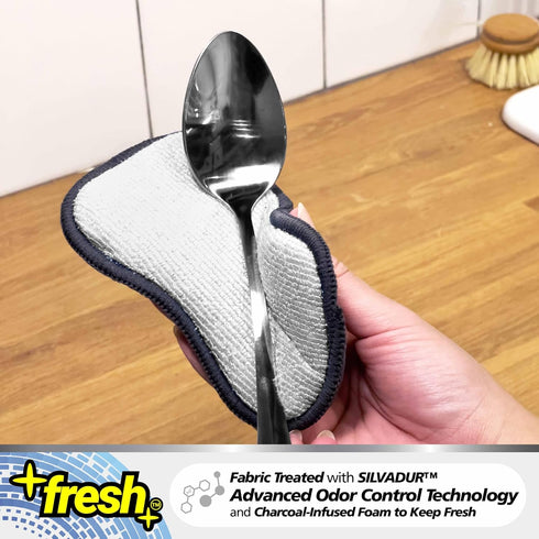 Fresh Regular Professional Microfiber Scrub-N-Wipe Sponge Pads, 6-Pack with Odor Control