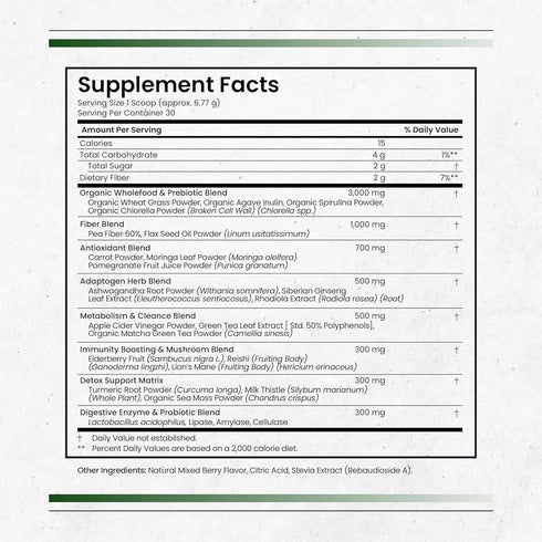 Nature's Pure Blend Liquid Greens - Superfood Greens for Detox & Digestion Health, 30 Servings