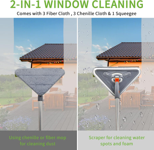 Long Handle Wall Mop 85 Inch, Ceiling Duster Extension Pole 39" to 85", 360° Rotatable Cleaning Tool