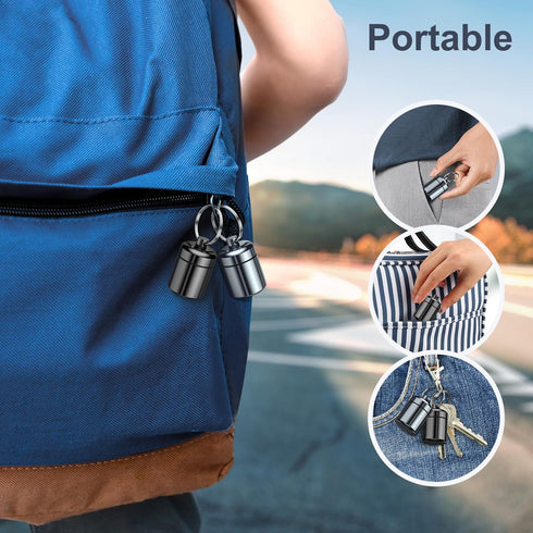 2 Pack Mini Pill Case Keychain, Portable Travel Pill Container, Waterproof Metal Daily Pill Box Organizer for Office