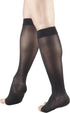 Truform Sheer Compression Stockings, 15-20 mmHg, Women's Knee High Length, Open Toe, Black, Large
