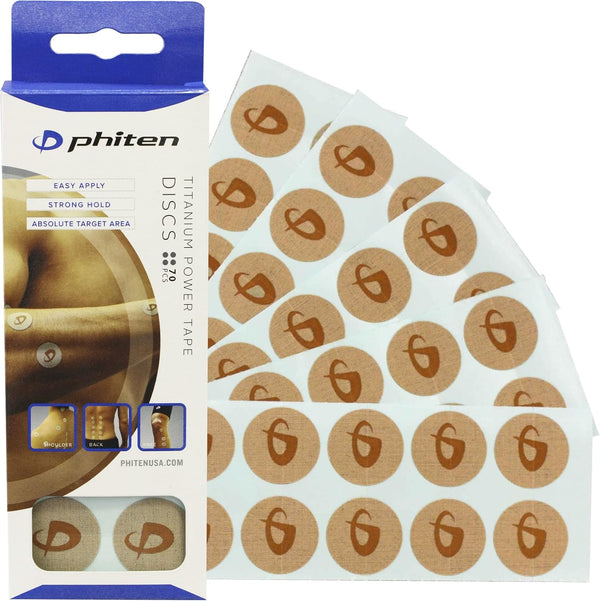 Phiten Titanium Power Tape Discs, Round Disc Shaped Athletic Tape, 70 Pieces