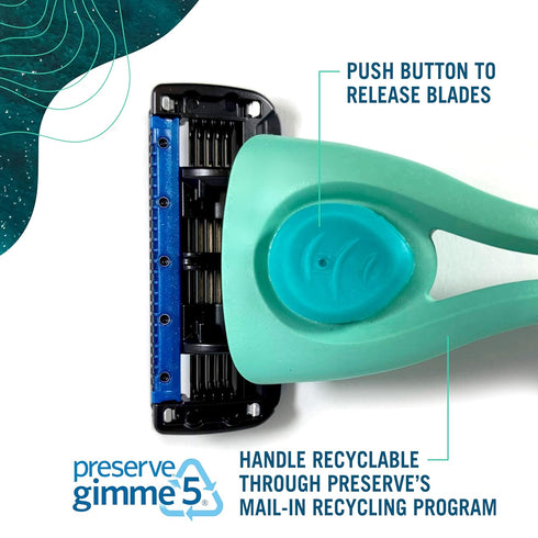 Preserve POPi Shave 5 Razor System Made with Recycled Ocean Plastic, 5-blade Cartridge in Charcoal Grey