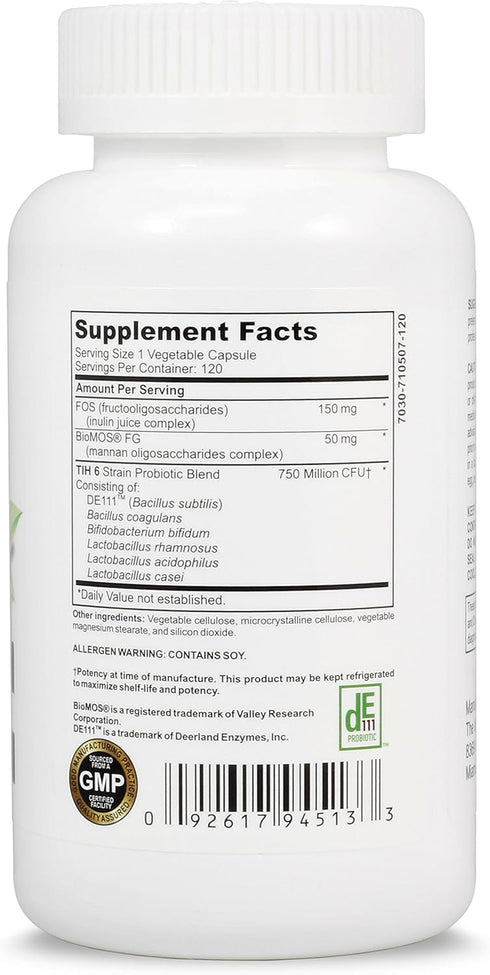 Mild Prebiotics and Probiotics for Women & Men - 120 Probiotic Capsules with Bacillus subtilis, Lactobacillus