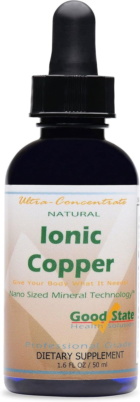Good State Copper Supplements Ultra Concentrated Liquid | Optimal Absorption Nano-ionic Copper Supplement for Essential Health Support | 100 Servings at 2mg of Pure Copper | 1.6 Fl oz Bottle