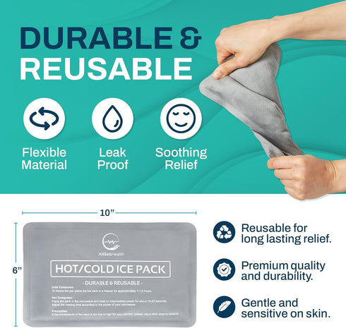 2 Pack Reusable Ice Packs for Injuries, Soft Gel Ice Pack with Velvet Fabric, Flexible Hot and Cold Set