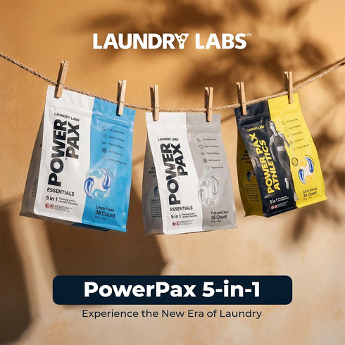 laundry labs 5-in-1 36 Count PowerPax Laundry Detergent Pods, Concentrated Enzyme Clean pods for Stain Removal, Odor
