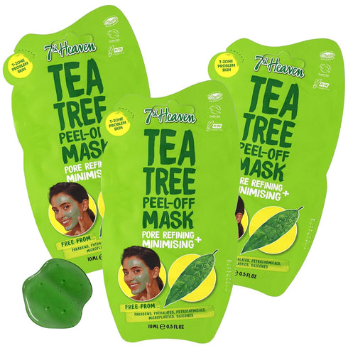 7th Heaven Tea Tree Easy Peel-Off Face Mask, 3-Pack of 0.3 Fl Oz each
