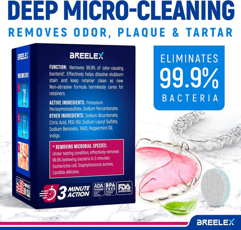 Denture Cleaning Tablets - 120 Tablets for Aligner, Mouth & Night Guard - FSA HSA Approved, Fresh in 3 Minutes
