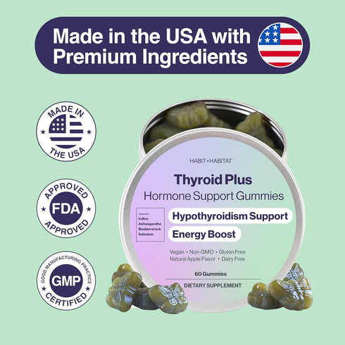 Thyroid Plus Gummies with Ashwagandha, Iodine, Bladderwrack, Kelp, and Schisandra