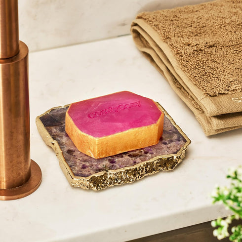 Lavender Crystal Soap Bar - 100% Natural Organic Hand Body Soaps Bars - Luxury Aromatherapy Skincare Acne Gift Essentials for Bath Beauty Women Mother Him Her Gifts Set Birthday Ideas - 90g
