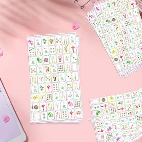 RUBOAOA 100 (7.9" 4.3" Pcs Mahjong Napkins, Watercolor Mahjong Cocktail Napkins, Asian Tile Party Supplies Disposable