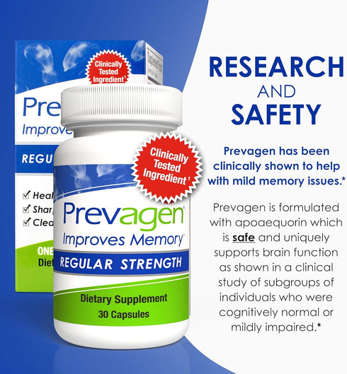 Prevagen Improves Memory - Regular Strength 10mg, 30 Capsules with Vitamin D & Apoaequorin | Brain Supplement