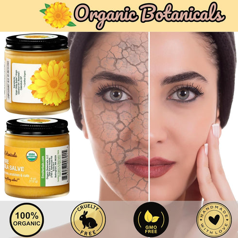 Organic Botanicals 4 Oz Pure Organic Calendula Salve Healing Balm - Calendula Cream Healing Hand Salve Ointment from