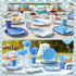 Zhehao 175 Set Pcs Blue Party Supplies Blue Disposable Tableware Kit with Plates, Cups, Napkins, Cutlery Ocean Sea