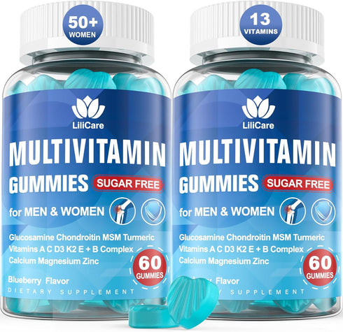 Multivitamin for Women 50+ & Men - Sugar Free Methylated Gummies with Glucosamine Chondroitin MSM