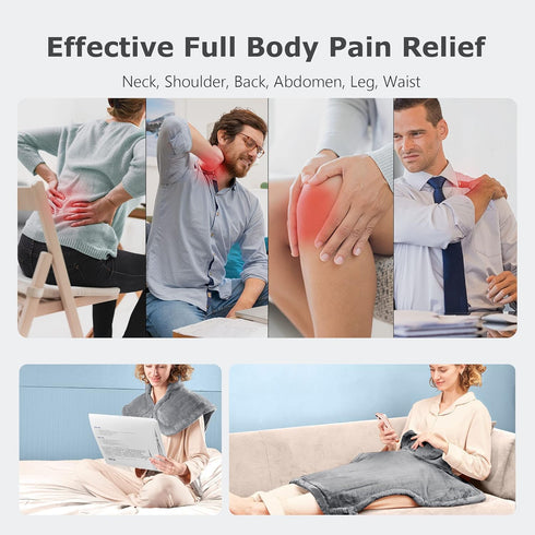 Heating Pad for Back Pain Relief, 24"x33" Large Weighted for Neck and Shoulders, 10 Heating Settings, Auto Shut-Off,