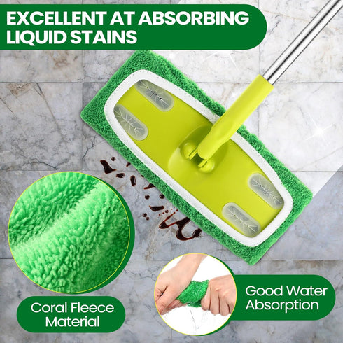 HunnmingRe 18 Pack Reusable Microfiber Mop Pads Refills Compatible with Swiffer Sweeper Dry Sweeping Cloths for Wet