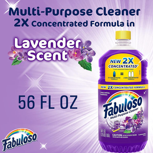 Fabuloso Multi-Purpose Cleaner, 2x Concentrated Lavender, 56 fl oz (Pack of 6)