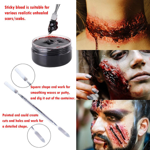 Special Effects SFX Halloween Makeup Kit - Fake Blood, Coagulated Blood Gel, 12 Colors Bruise Makeup Palette with Brush