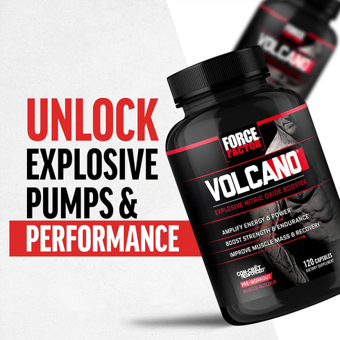 Force Factor Volcano Pre Workout Supplement for Men, 120 Capsules with Creatine & L-Citrulline