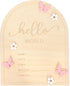 TERJIO Hello World Newborn Sign - Baby Announcement Sign for Baby Showers, Pink