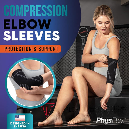 Elbow Brace 2 Pack for Tennis & Golfer's Elbow Pain Relief, Compression Sleeve for Fitness and Arthritis
