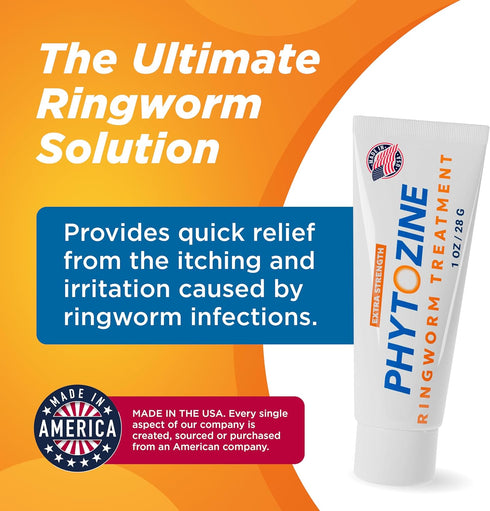 PHYTOZINE 1% 15+ 1 oz Anti Fungal Cream for Skin with Tolnaftate - Ringworm Treatment for Humans - Effective Athletes