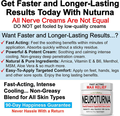 Neuropathy Relief Cream - Fast Acting Max Relief for Feet, Hands, Legs, Toes with Menthol, Arnica, Aloe Vera, 8 oz