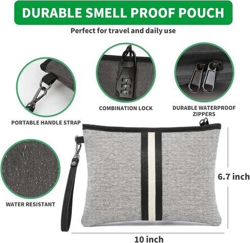 HOMEAL Smell Proof Bag Kit - Smell Proof Pouch with Lock, Stash Box, Odor Proof Containers for Travel and Home (Grey)