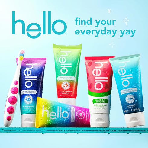 Pack, 2 3 Pack, 4.2 Oz Hello Kids Fluoride Toothpaste Variety Includes a Strawberry Toothpaste, Unicorn Bubble Gum