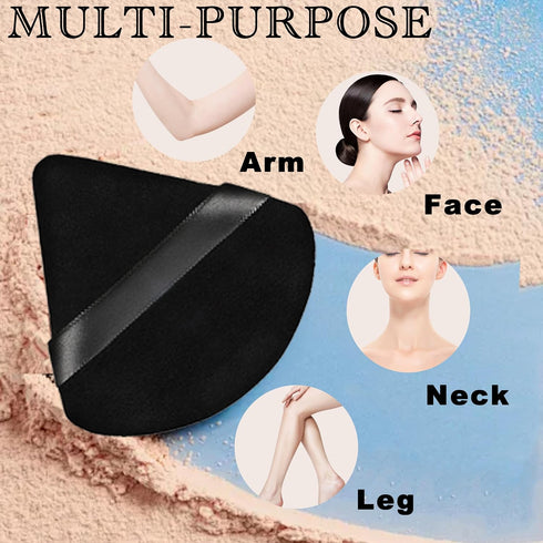 8 Pieces Triangle Makeup Puff with 4 Travel Cases, Reusable Velour Cosmetic Foundation Blender Sponge for Loose Powder