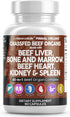 Clean Nutraceuticals Grass Fed Beef Liver Capsules - 3000mg - Premium Quality Supplement with Desiccated Beef Heart,