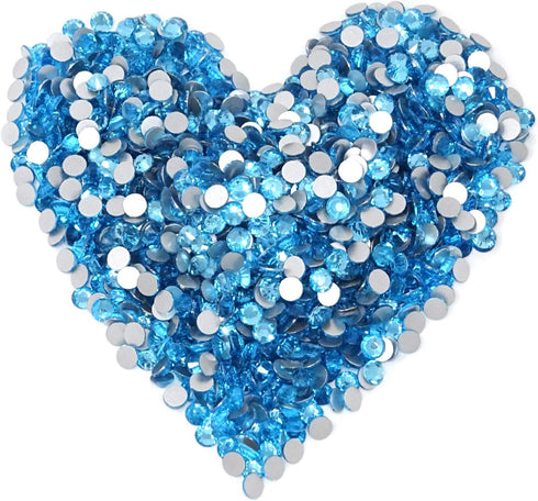 Honbay 1440PCS 5mm ss20 Light Blue Sparkly Round Flatback Rhinestones Crystals, Non-Self-Adhesive