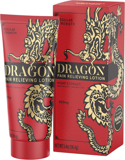 Dragon Pain Relieving Lotion, 3.4oz Regular Strength for Muscle and Joint Discomfort Relief, Quick Absorb