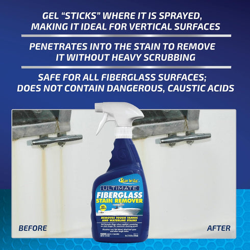 STAR BRITE Ultimate Fiberglass Stain Remover - Easy-to-Use Marine Grade Solution to Eliminate Tough Rust, Leaf