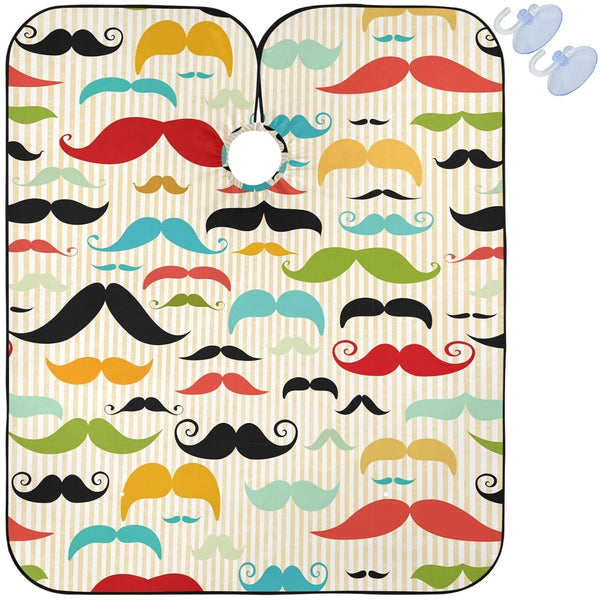 visesunny Colored Mustache Vintage Style Barber Cape, Anti-Static Hair Cutting Cape, Adjustable Snap