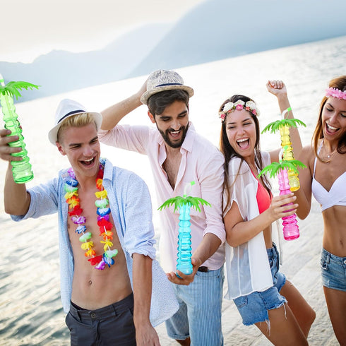 Jingmore 15 17 oz Frozen 5 Pcs Palm Tree Yard Cups Straw Water Bottle with Straws and Lid for Drinking Margaritas Cold