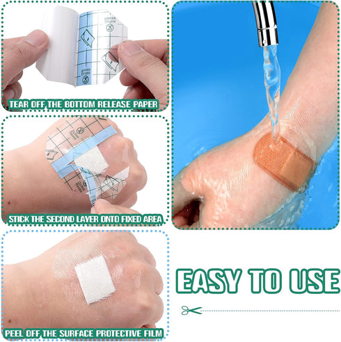 Nuanchu 100 Pieces Waterproof Bandage - Clear Adhesive Protective Dressing for Tattoos (2.3 x 2.7 Inch)