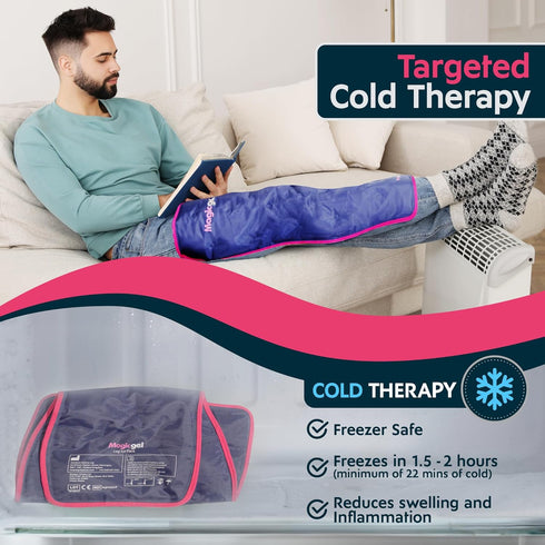 Magic Gel Leg Ice Pack - Professional Cold Therapy Wrap - Full Leg Ice Pack for Shins, Hamstrings, and Legs