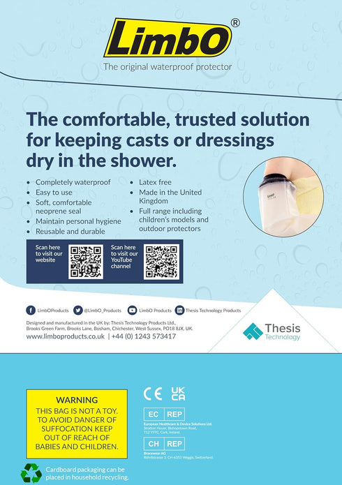 Waterproof Cast and Bandage Protector - Half Leg (M180, Weight: 224-308 pounds)