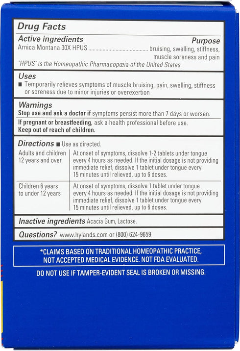 Hyland's Arnica 30x 50 Tablets (3 Pack = 150 Tablets) for Bruising, Swelling, Muscle Pain Relief