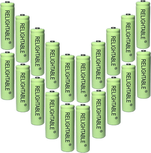 AA NiMh 600mAh 1.2V Rechargeable Batteries for Solar Garden Lights, Pack of 20