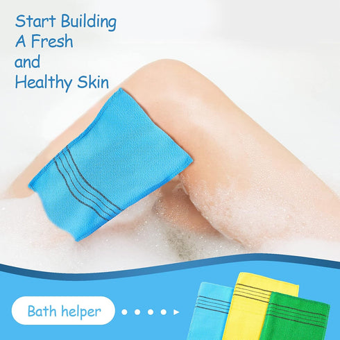 Tatuo 10 Pieces Korean Exfoliating Washcloth Mitt, Double Sided Scrub Mitt Cloth Gloves for Remove Dead Skin Japanese