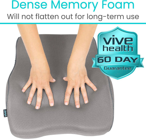 Vive Full Lumbar Cushion - Memory Foam Contour Support for Lower Back Pain - Ergonomic Pressure Relief for Office