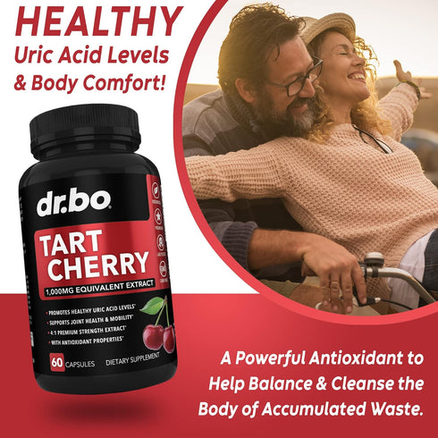 Tart Cherry Extract Capsules - Antioxidant Pills for Rest Support, Purge Uric Acid Flush Cleanse