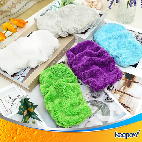 KEEPOW 10 Pack Reusable Microfiber Mop Pads for Swiffer Sweeper Mop - Washable Wet Pad Refills for Hardwood Floor
