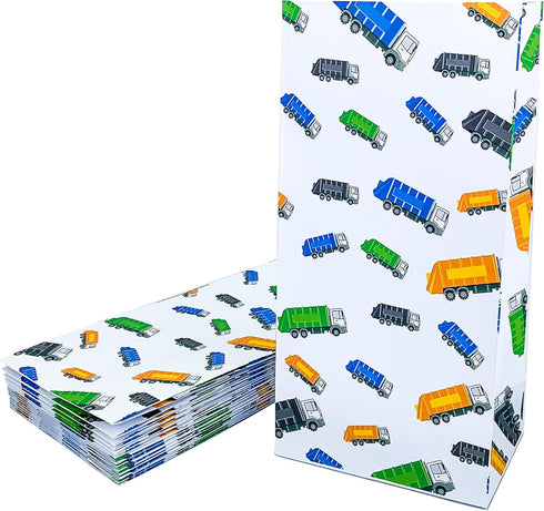 Finds Fit 4U Garbage Truck Party Favor Gift Bags for Garbage Truck Birthday Parties, Lunch Bags