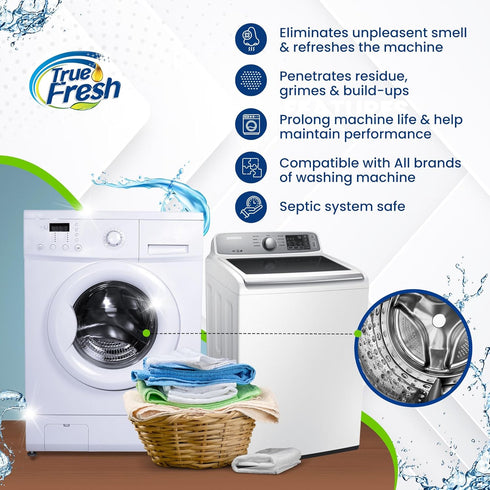 True Fresh Washing Machine Cleaner Tablets 25-Pack - Deep Cleaning Tablets for Top Loader, Front Load & HE